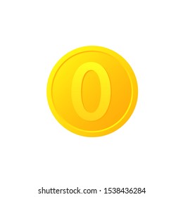 Zero cost coin icon. Clipart image isolated on white background