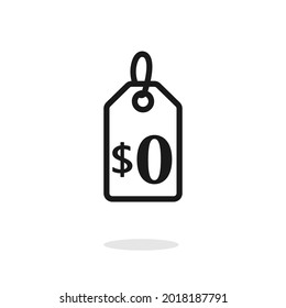 Zero cost price line icon. Clipart image isolated on white background