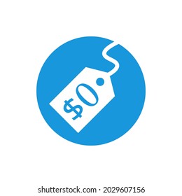 Zero cost round icon. Clipart image isolated on white background