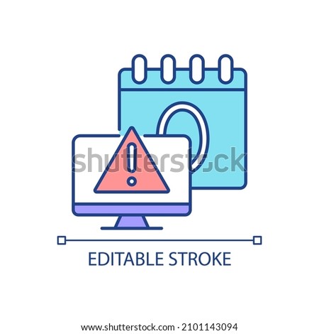 Zero day attack RGB color icon. Vulnerable software. Fixing program with patch. Cybercrime. Isolated vector illustration. Simple filled line drawing. Editable stroke. Arial font used