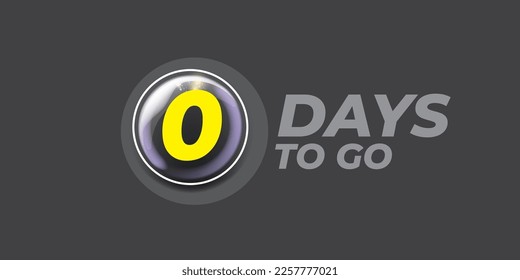 Cero días para hacer la cuenta regresiva moderna de diseño de banner horizontal gris con luces brillantes. 0 días a la venta anuncio banner gris, etiqueta, pegatina, icono, afiche y volante.