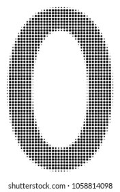 Zero Digit halftone vector pictograph. Illustration style is dotted iconic Zero Digit symbol on a white background. Halftone pattern is round spots.