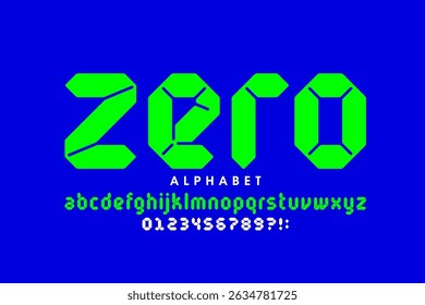 ZERO. Digital style font, alphabet letters and numbers vector illustration