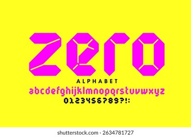 ZERO. Digital style font, alphabet letters and numbers vector illustration
