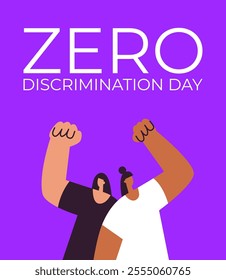 Zero Discrimination Day 1 March. Hands of diverse group girls. Flat vector illustration.
