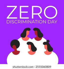 Zero Discrimination Day 1 March. Diverse group of Girls. Flat vector illustration.