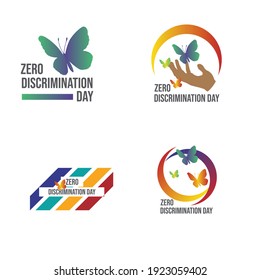 Día de discriminación cero 1ª marcha colores diferentes de la plantilla de los vectores de mariposas. primera marcha Día de la discriminación cero celebración web o anuncio. Igualdad de derechos. diseño plano. 
