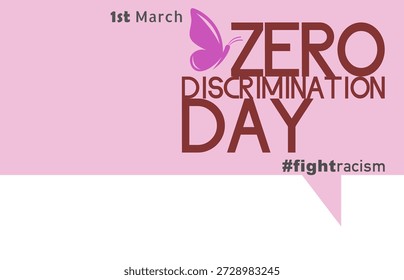 Ilustración de Anuncio del Día de la Cero Discriminación promoviendo la igualdad y luchando contra el racismo el 1 de marzo