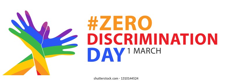 Zero discrimination day. Concept with rainbow flag pattern on people's hand in butterfly shape.