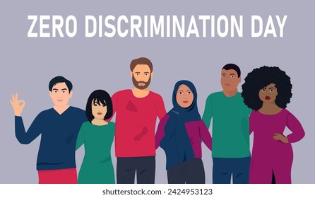 Día sin discriminación. Igualdad de derechos. Ilustración de vector