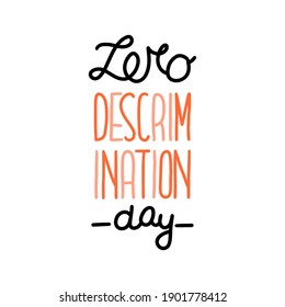 Día de la Discriminación Cero. Cartas por el Día de la Discriminación Cero el 1° de marzo ilustración vectorial.