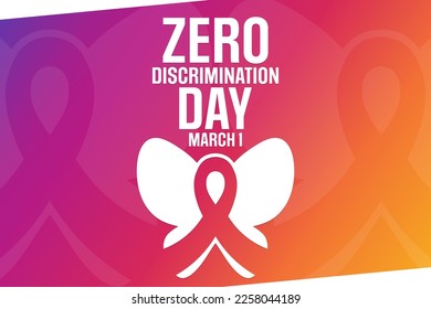 Zero Discrimination Day. March 1. Vector illustration. Holiday poster