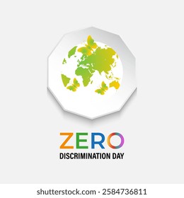 Zero Discrimination Day is observed annually on March 1st to promote equality, inclusion, and the right of everyone to live a full and productive life. Hands and  Multicolored rainbow butterflies fly.