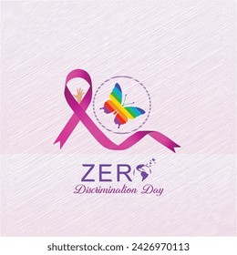 Zero Discrimination day poster | with. rainbow, butterflies. Colorful,