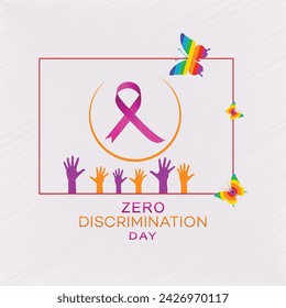 Zero Discrimination day poster | with. rainbow, butterflies. Colorful,