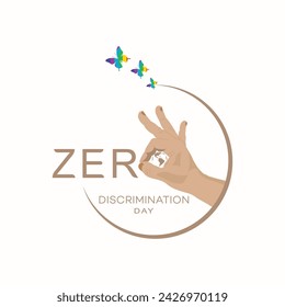 Zero Discrimination day poster | with. rainbow, butterflies. Colorful,