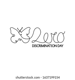 Zero Discrimination Day. Typography for Zero Discrimination Day on 1 March vector Illustration with linear butterfly.