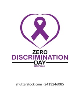 Ilustración del Vector del Día de la Discriminación Cero. 01 de marzo. Concepto de vacaciones. Plantilla para fondo, banner, tarjeta, afiche con inscripción de texto.