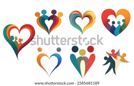 Zero Discrimination icons set, Equality, love and equality vector icons featuring diversity, inclusion, unity, LGBTQ+ pride, justice, and human rights. social media, branding, zero discriminations day