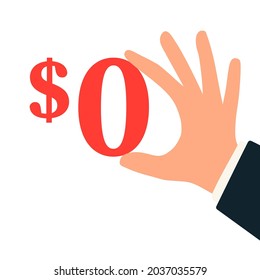 Zero dollar concept illustration. Clipart image