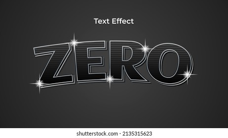 zero effect text with metallic gray black color