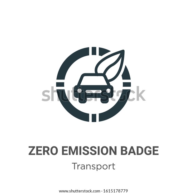 Zero\
emission badge glyph icon vector on white background. Flat vector\
zero emission badge icon symbol sign from modern transport\
collection for mobile concept and web apps\
design.