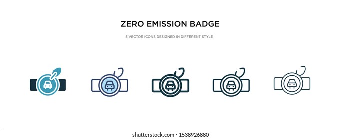 Zero Emission Badge Icon In Different Style Vector Illustration. Two Colored And Black Zero Emission Badge Vector Icons Designed In Filled, Outline, Line And Stroke Style Can Be Used For Web,