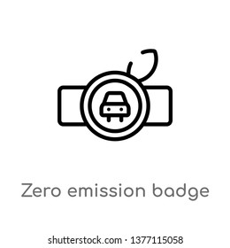 zero emission badge vector line icon. Simple element illustration. zero emission badge outline icon from transport concept. Can be used for web and mobile