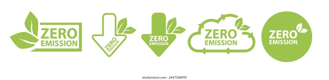 Zero Emission. Carbon neutral. Zero greenhouse gas emissions objective. Vector