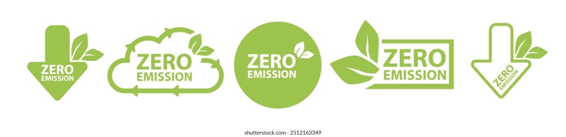 Zero Emission. Carbon neutral. Zero greenhouse gas emissions objective. Vector