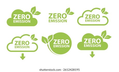 Zero Emission. Carbon neutral. Zero greenhouse gas emissions objective. Vector