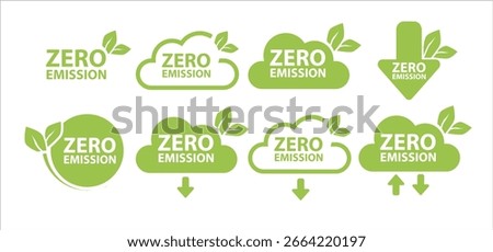 Zero Emission. Carbon neutral. Zero greenhouse gas emissions objective. Vector