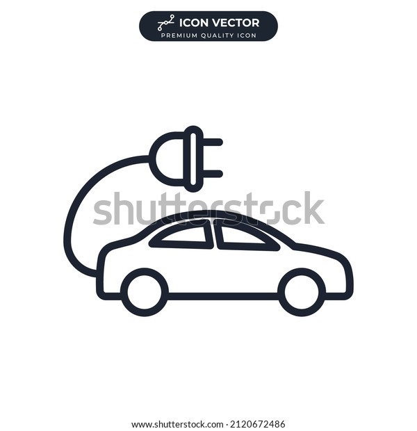 Zero emission. Eco car.\
Electrical automobile cable contour and plug charging icon symbol\
template for graphic and web design collection logo vector\
illustration