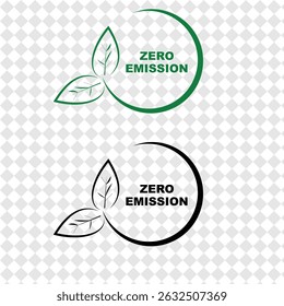 Zero Emission Eco-Friendly Symbol with Leaf and Circular Design
