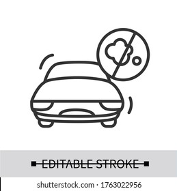 Zero emission icon. Electric vehicle with no emission linear pictogram. Concept of ecology saving low impact green cars and transportation technology. Editable stroke vector illustration