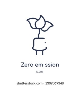 zero emission icon from smart house outline collection. Thin line zero emission icon isolated on white background.
