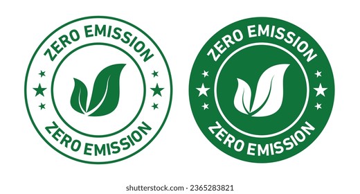 Zero emission Icons set in black filled and outlined.