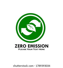 Zero emission logo design template illustration. suitable for environmental, pollution, nature etc