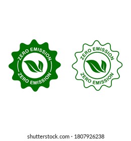 Ilustración del logotipo de emisión cero. adecuado para la industria, fábrica, contaminación, etiqueta, marca ecológica, etc