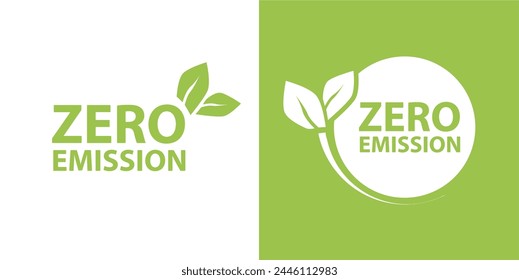 Icono de cero emisiones netas cero, emisión cero neta de CO2, concepto de carbono neutro. Vector