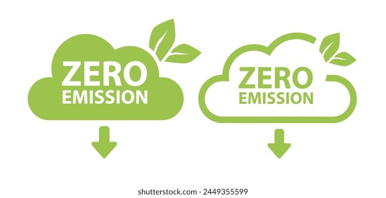 Zero Emission. Net zero label stamp design leaves Zero Emission carbon eco stamp symbol Vector