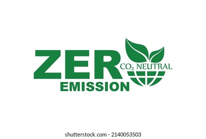 zero emission sign on white background