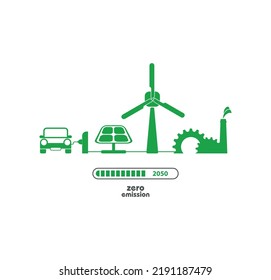 zero emission sign on white background