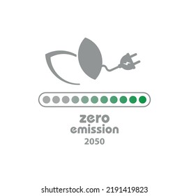 zero emission sign on white background