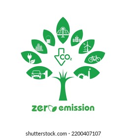 zero emission sign on white background