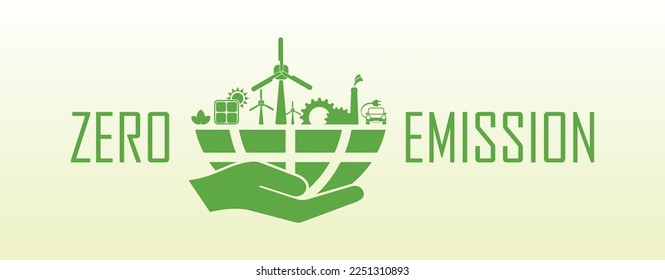 zero emission sign on white background