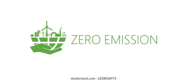 zero emission sign on white background