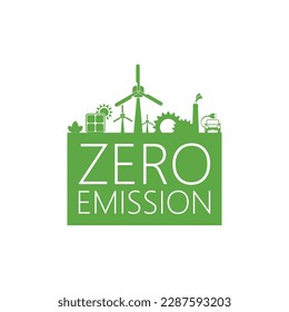 zero emission sign on white background