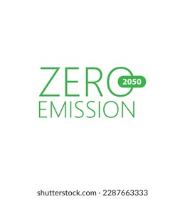 zero emission sign on white background