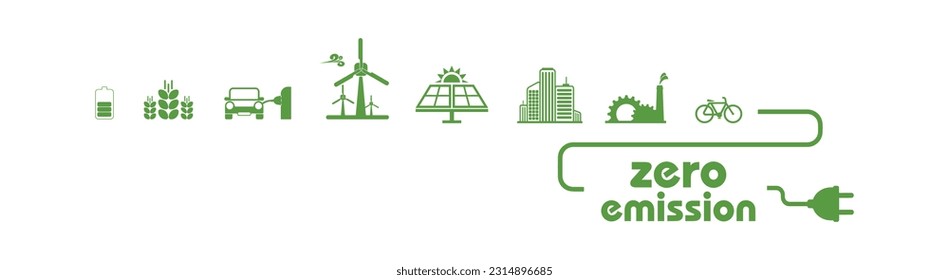 zero emission sign on white background